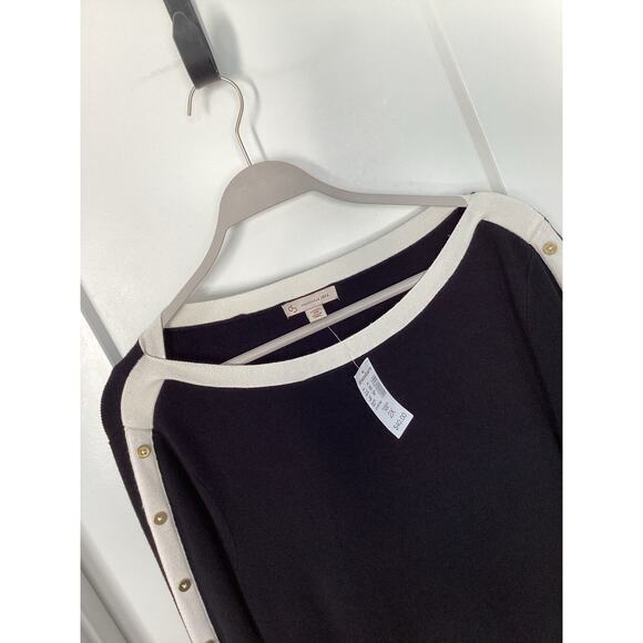 NWT CB Established 1962 Women's Button Trim Quarter Sleeve Sweater Black Size 2X - Picture 2 of 8